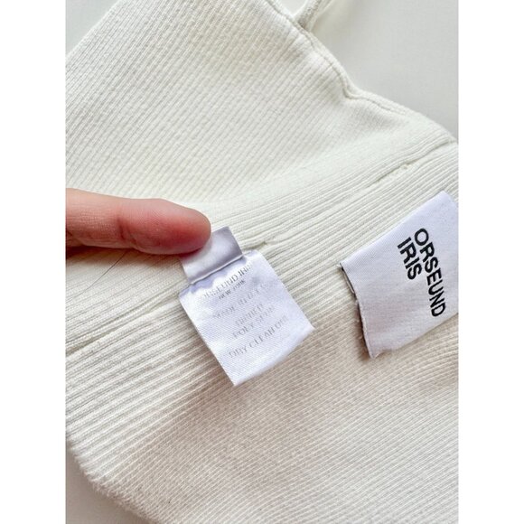 ORSEUND IRIS White Ribbed Knit Square Neck Cropped Tube Tank Top, Size S - Picture 14 of 15